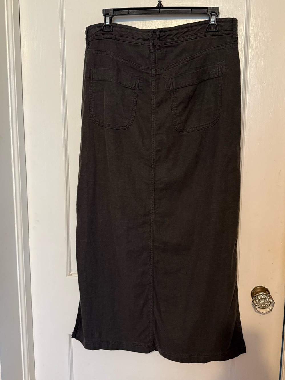 American Eagle Outfitters Black Dreamy drape linen blend low-rise Maxi Skirt Sz6 - Picture 11 of 11